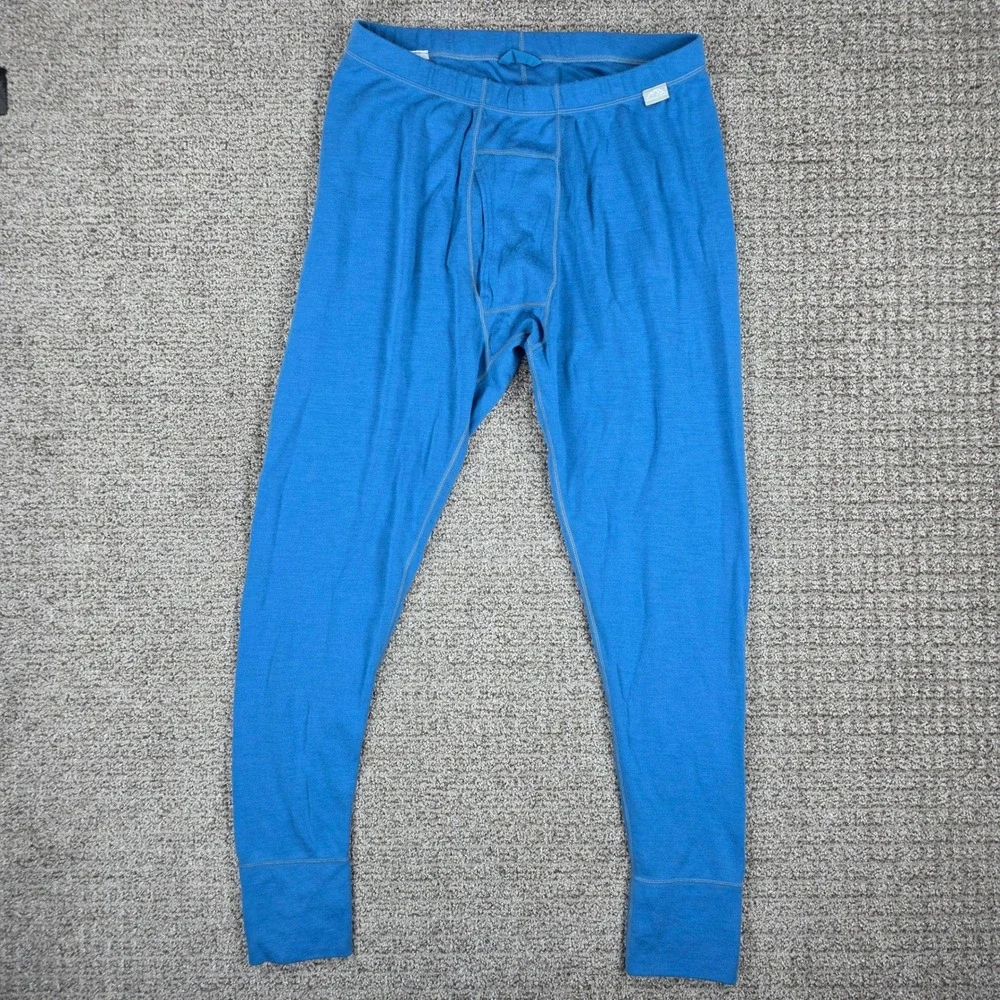 Merino Tech Mens 100% Superfine Merino Wool 320 Base Layer Leggings Blue Large
